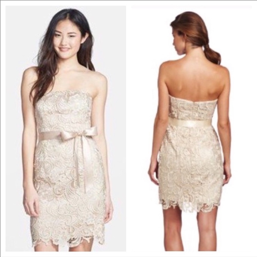 Adrianna Papell Boutique strapless champagne dress